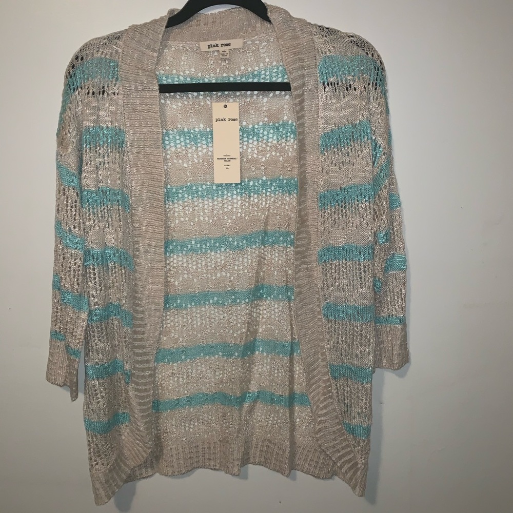 Pink Rose Open Weave Cardigan NWT